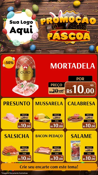 Modelo de Rede Social para Stories com o tema Promoção Páscoa para Frios e Laticínios