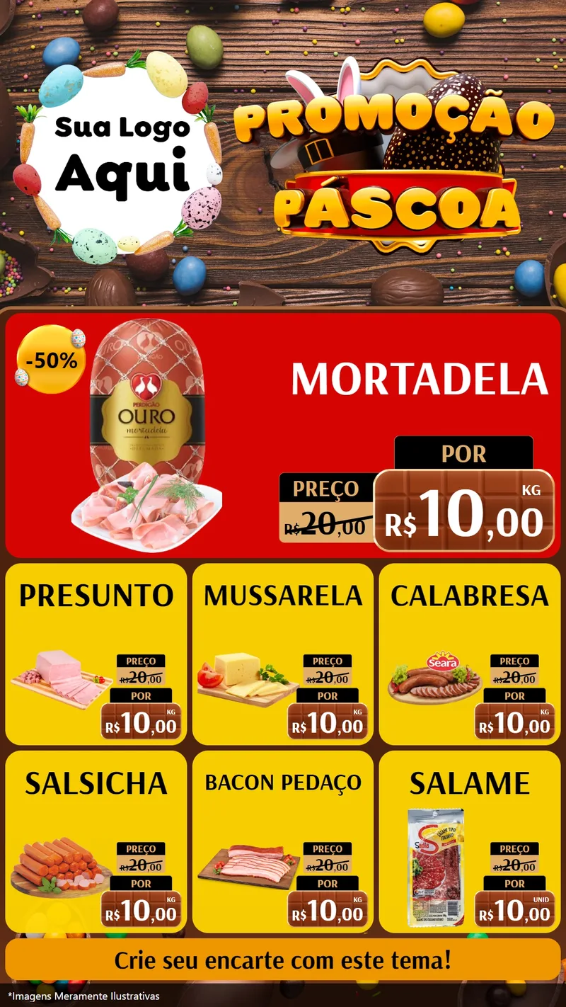 Modelo de Rede Social para Stories com o tema Promoção Páscoa para Frios e Laticínios