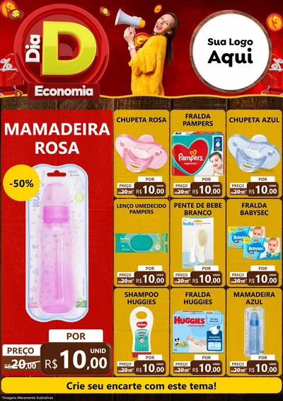 Modelo de Encarte para Encarte A4 Vertical com o tema Dia D Economia para Bebês