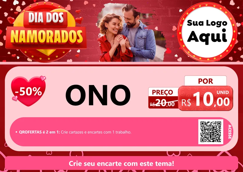Modelo de Cartaz para Cartaz A4 Horizontal com o tema Dia Dos Namorados para Óticas