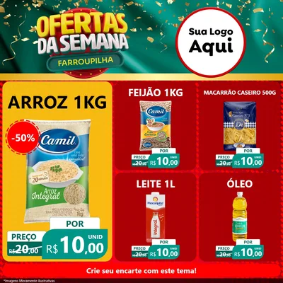 Modelo de Rede Social para Feed Facebook com o tema Ofertas da Semana Farroupilha para Supermercado