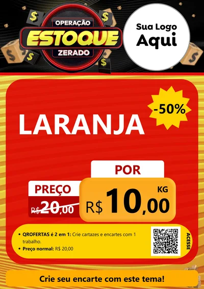 Modelo de Cartaz para Cartaz A4 Vertical com o tema Operação Estoque Zerado para Hortifrúti
