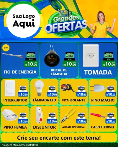 Modelo de Rede Social para Feed Instagram com o tema Grandes Ofertas para Materiais Elétricos