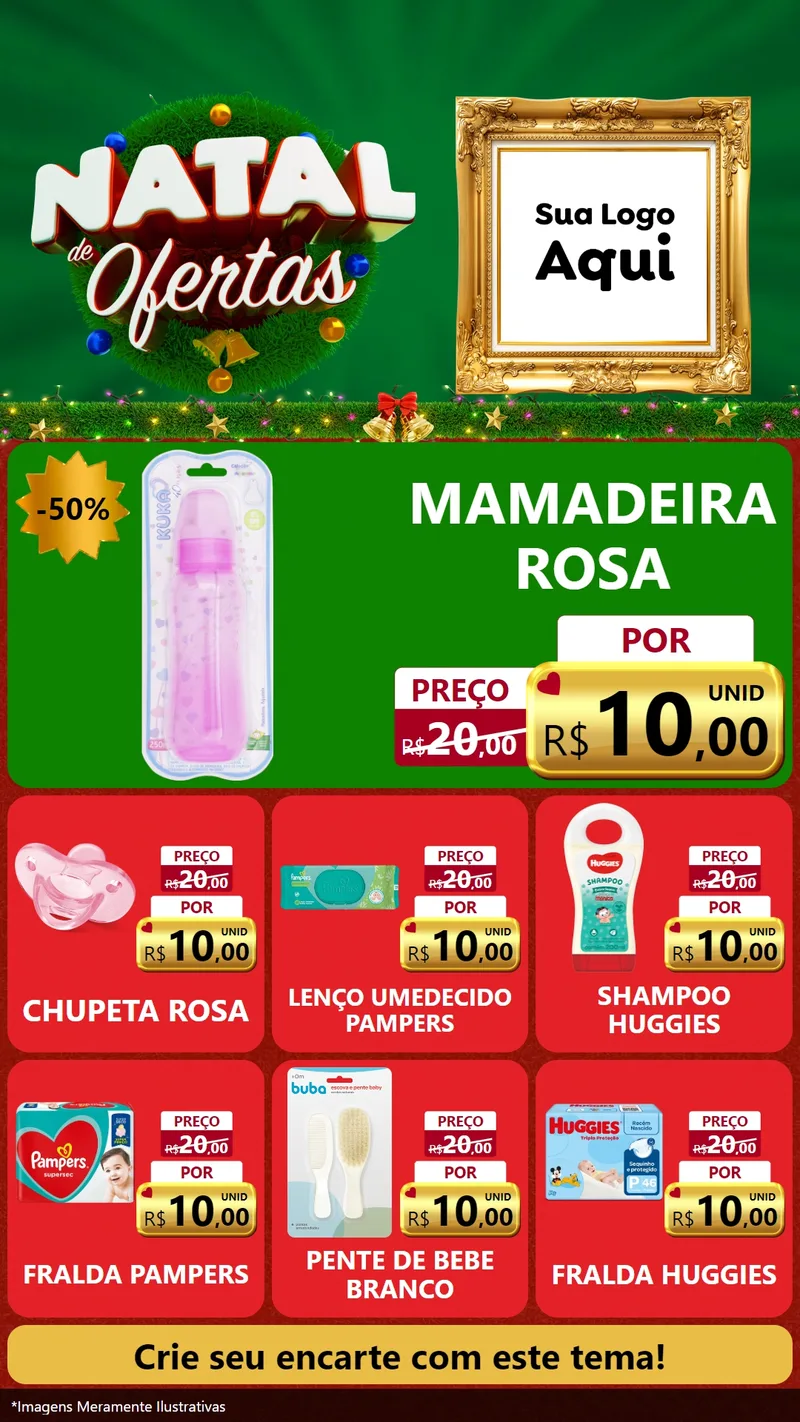 Modelo de Rede Social para Stories com o tema Natal de Ofertas para Bebês