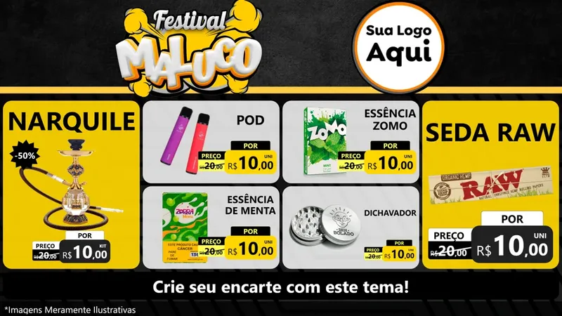 Modelo de TV para TV Horizontal com o tema Festival Maluco para Tabacaria