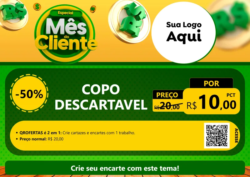 Modelo de Cartaz para Cartaz A4 Horizontal com o tema Especial Mês do Cliente para Embalagens