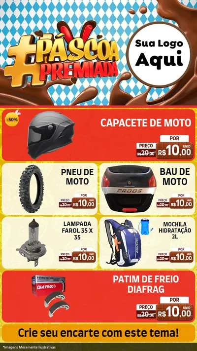 Modelo de TV para TV Vertical com o tema Páscoa Premiada para Moto peças