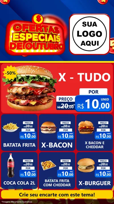 Modelo de Rede Social para Stories com o tema Ofertas Especiais de Outubro para Hamburgueria