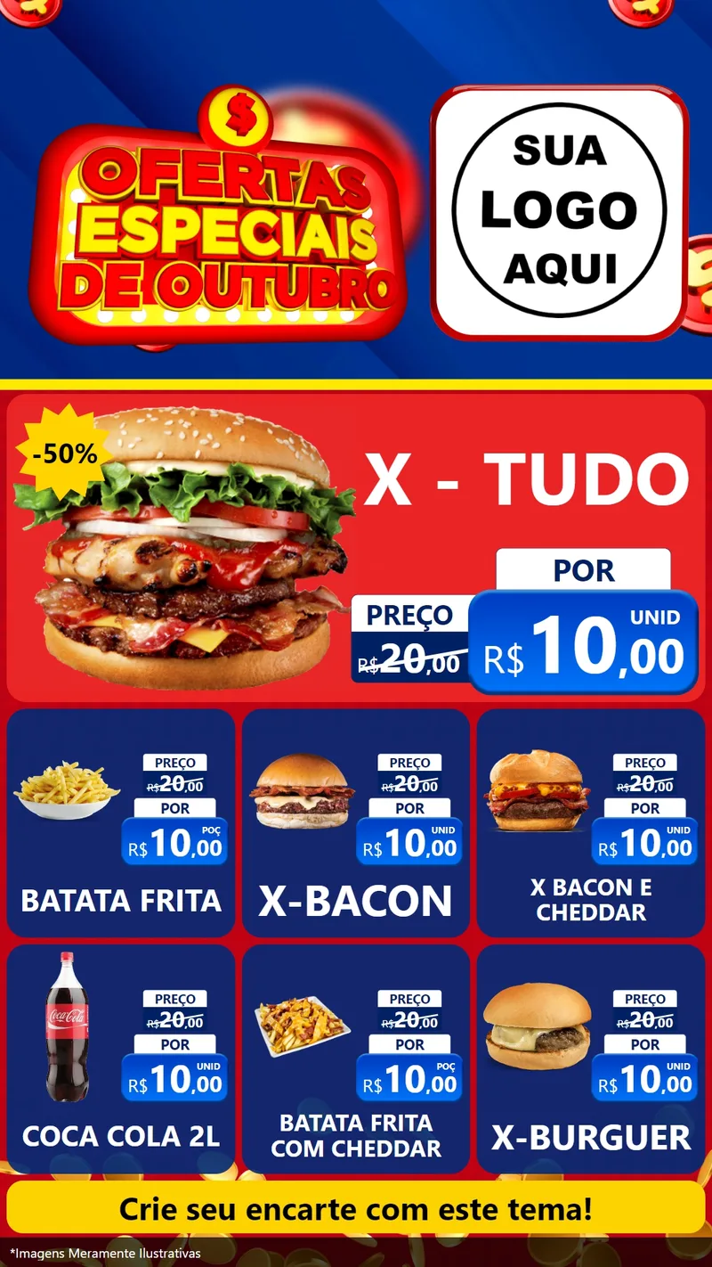Modelo de Rede Social para Stories com o tema Ofertas Especiais de Outubro para Hamburgueria