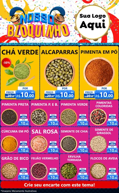 Modelo de Encarte para Encarte Grande com o tema Nosso Bloquinho para Produtos Naturais