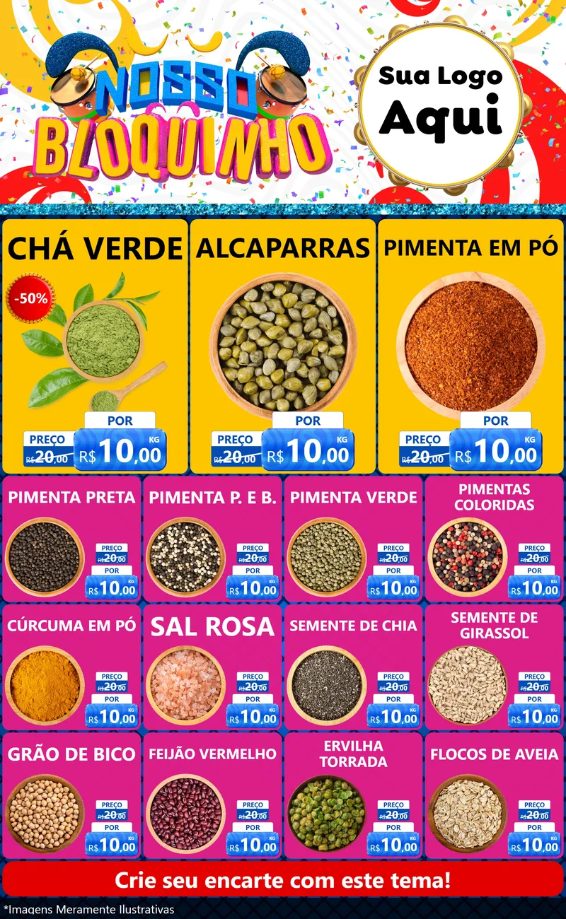 Modelo de Encarte para Encarte Grande com o tema Nosso Bloquinho para Produtos Naturais
