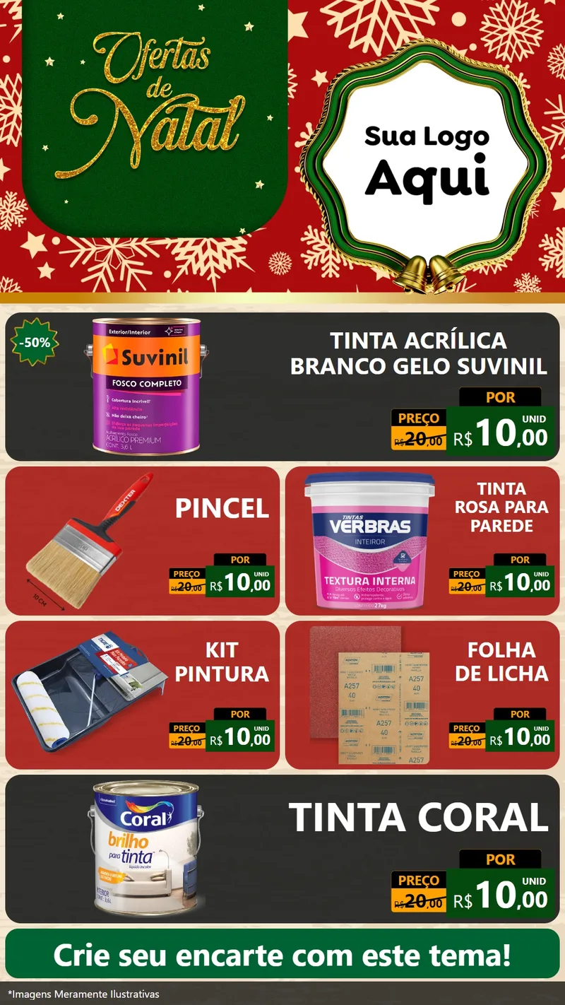 Modelo de TV para TV Vertical com o tema Natal de Ofertas para Tintas e Ferramentas