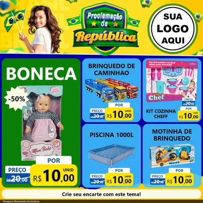 Modelo de Rede Social para Feed Facebook com o tema Proclamação da República para Brinquedos