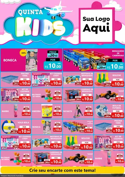 Modelo de Encarte para Encarte A4 Vertical com o tema Quinta Kids para Brinquedos