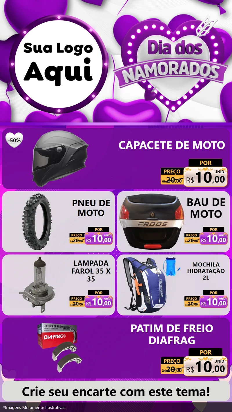 Modelo de TV para TV Vertical com o tema Dia dos Namorados para Moto peças