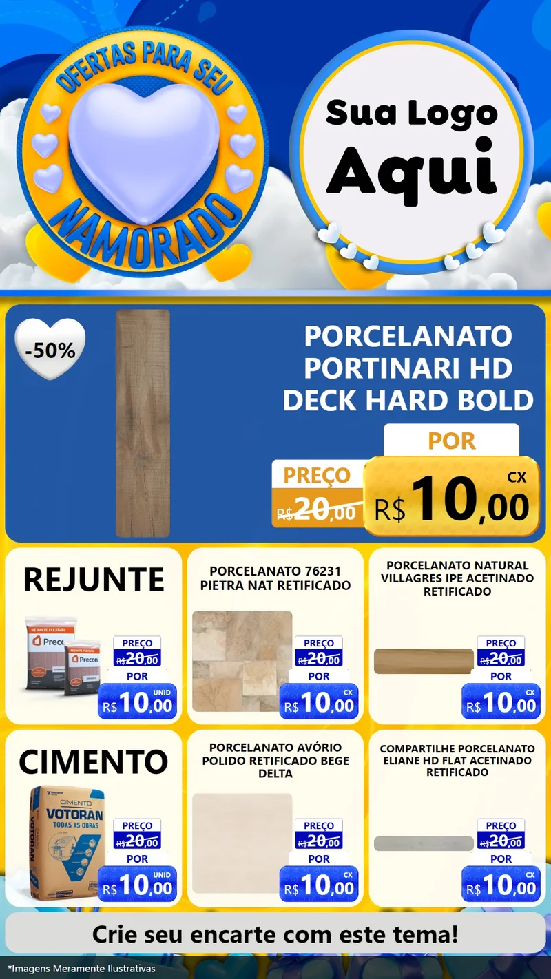 Modelo de Rede Social para Stories com o tema Ofertas Para Seu Namorado para Pisos e revestimentos