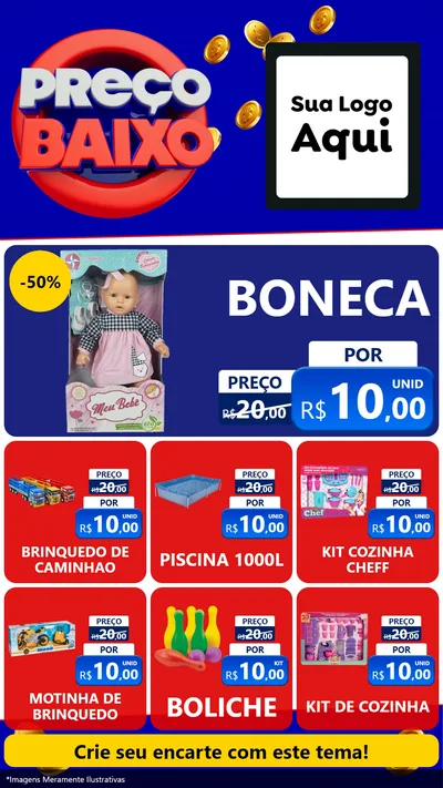 Modelo de Rede Social para Stories com o tema Preço Baixo para Brinquedos