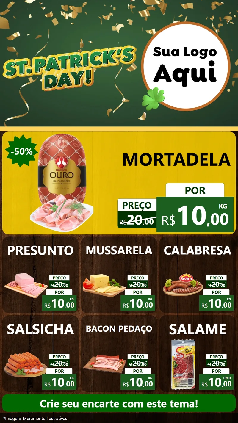 Modelo de Rede Social para Stories com o tema St Patriks Day para Frios e Laticínios