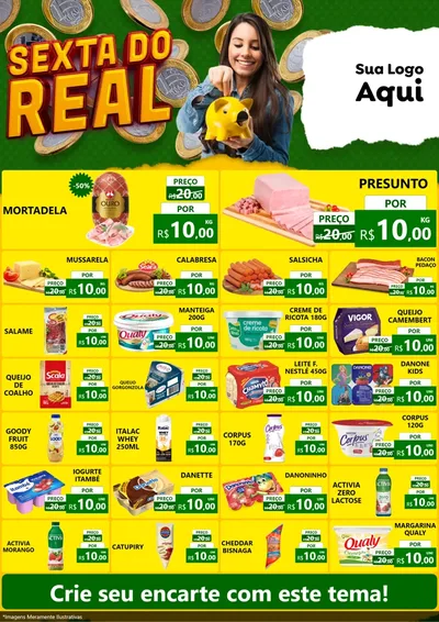 Modelo de Encarte para Encarte A4 Vertical com o tema Sexta do Real para Frios e Laticínios