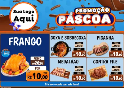 Modelo de Encarte para Encarte A4 Horizontal com o tema Promoção Páscoa para Assados