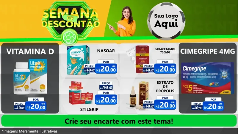 Modelo de TV para TV Horizontal com o tema Semana de Descontão - Copa para Farmácia