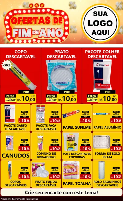 Modelo de Encarte para Encarte Grande com o tema Ofertas de Fim de Ano para Embalagens