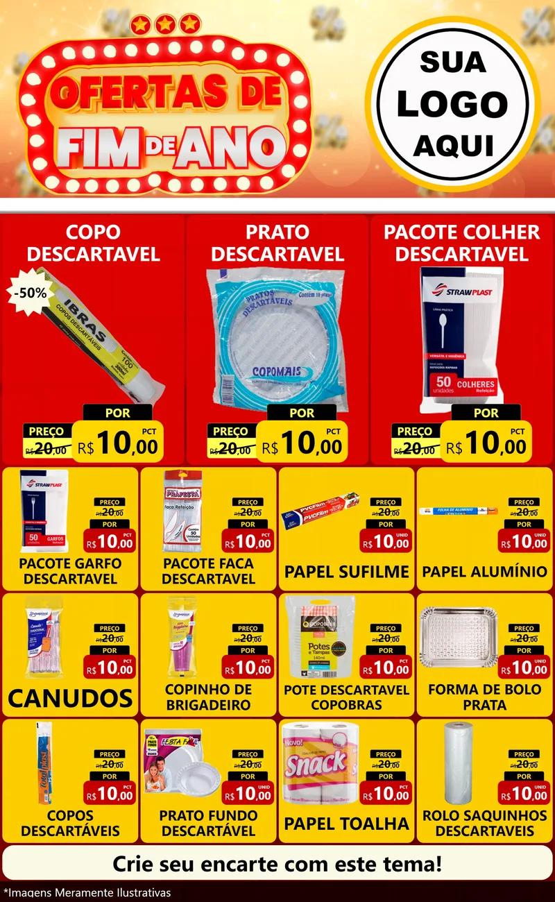 Modelo de Encarte para Encarte Grande com o tema Ofertas de Fim de Ano para Embalagens