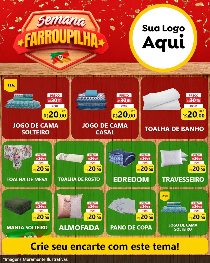 Modelo de Rede Social para Feed Instagram com o tema Semana Farroupilha para Cama, Mesa e Banho