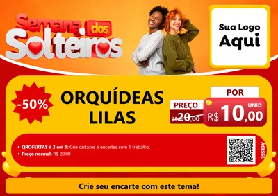 Modelo de Cartaz para Cartaz A4 Horizontal com o tema Semana dos Solteiros para Floricultura e jardim