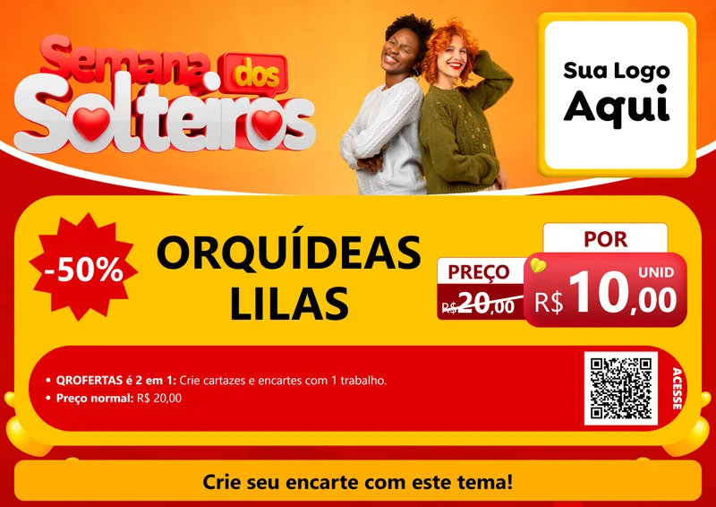 Modelo de Cartaz para Cartaz A4 Horizontal com o tema Semana dos Solteiros para Floricultura e jardim