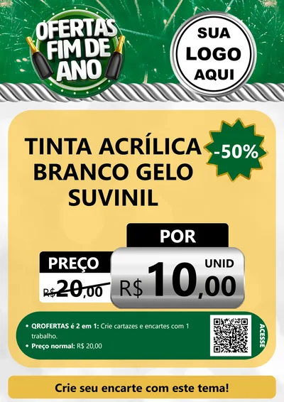 Modelo de Cartaz para Cartaz A4 Vertical com o tema Ofertas Fim de Ano para Tintas e Ferramentas