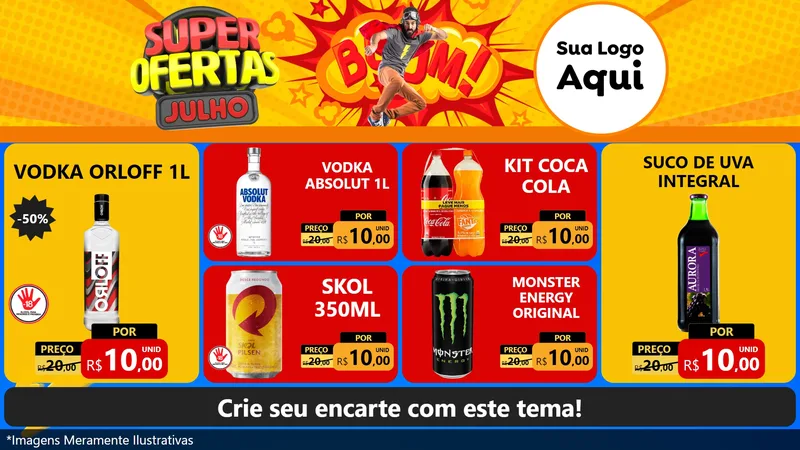 Modelo de TV para TV Horizontal com o tema Super Ofertas Julho para Distribuidora de bebidas