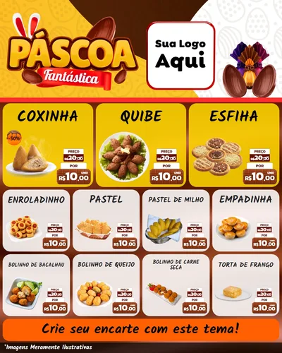 Modelo de Rede Social para Feed Instagram com o tema Páscoa Fantástica para Salgadaria