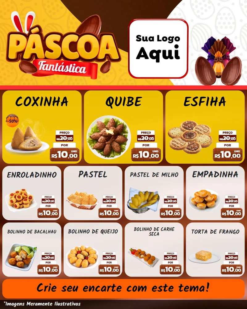 Modelo de Rede Social para Feed Instagram com o tema Páscoa Fantástica para Salgadaria