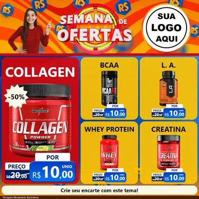 Modelo de Rede Social para Feed Facebook com o tema Semana de Ofertas para Suplementos alimentares