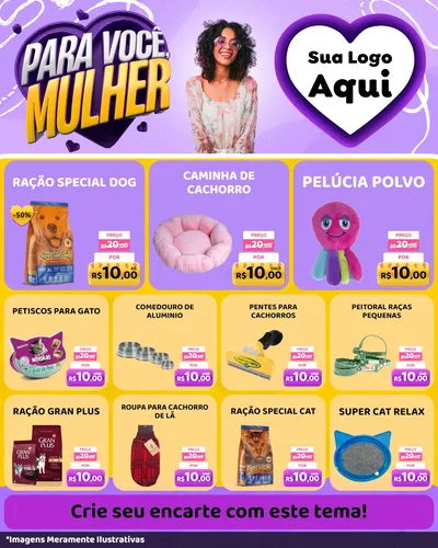 Modelo de Rede Social para Feed Instagram com o tema Para Você, Mulher para Pet Shop