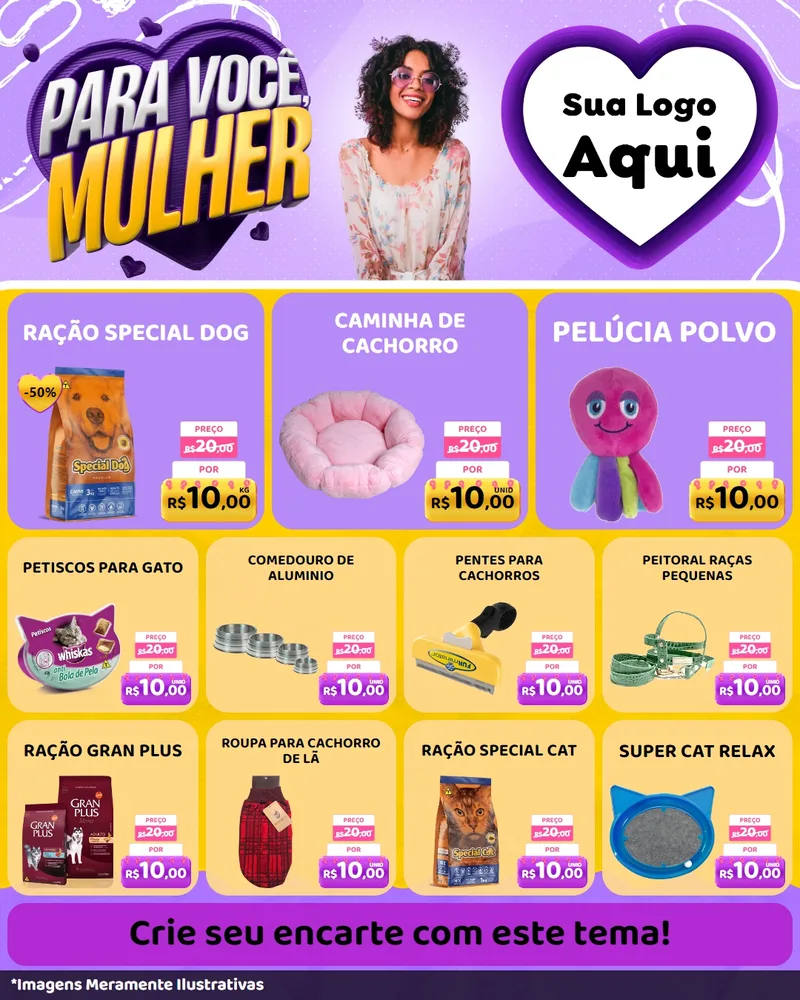Modelo de Rede Social para Feed Instagram com o tema Para Você, Mulher para Pet Shop