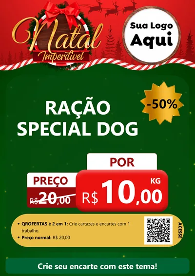 Modelo de Cartaz para Cartaz A4 Vertical com o tema Natal Imperdível para Pet Shop