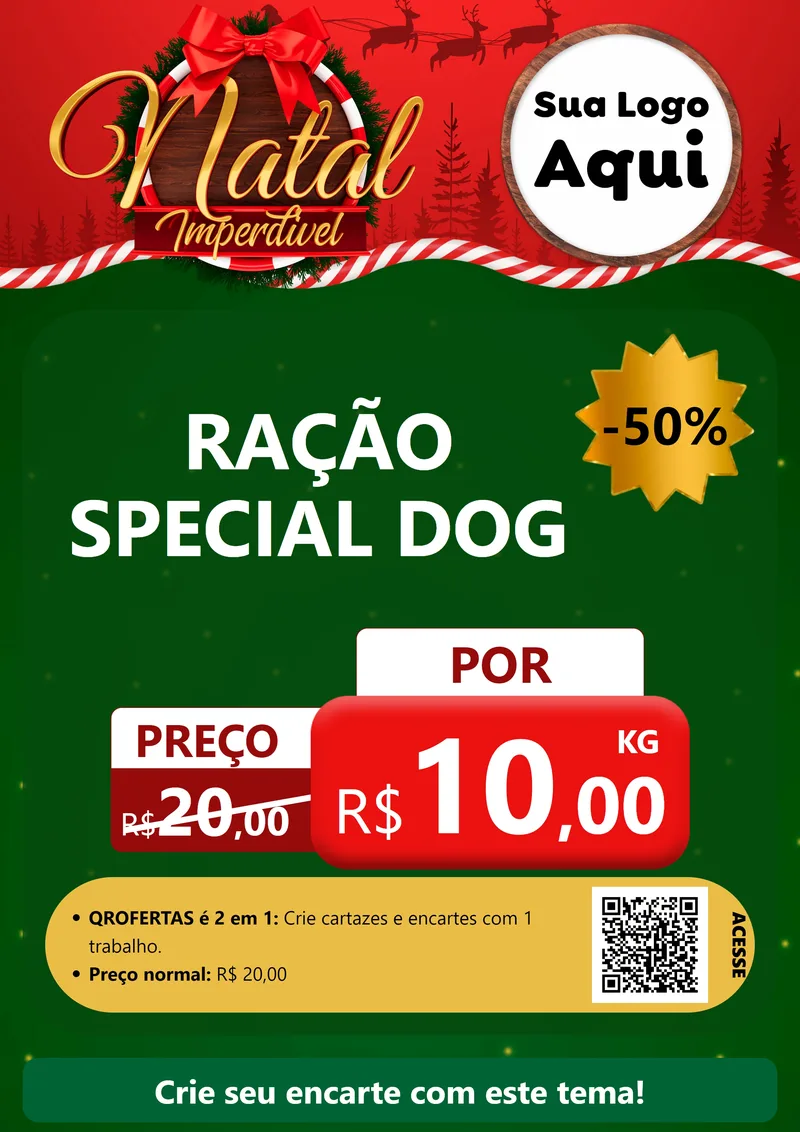 Modelo de Cartaz para Cartaz A4 Vertical com o tema Natal Imperdível para Pet Shop