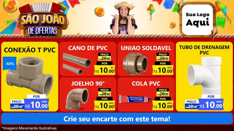 Modelo de TV para TV Horizontal com o tema São João de Ofertas para Tubos e conexões