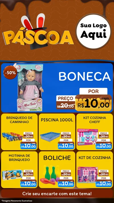 Modelo de Rede Social para Stories com o tema Páscoa para Brinquedos