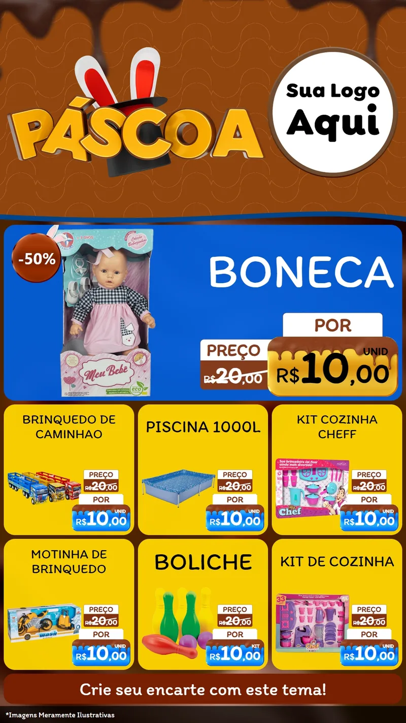 Modelo de Rede Social para Stories com o tema Páscoa para Brinquedos
