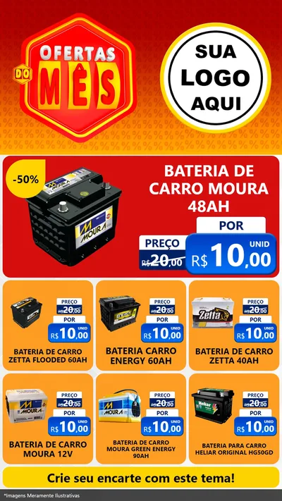 Modelo de Rede Social para Stories com o tema Ofertas do Mês para Baterias Elétricas