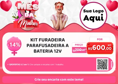 Modelo de Cartaz para Cartaz A4 Horizontal com o tema Mês da Mulher para Maquinas e Ferramentas