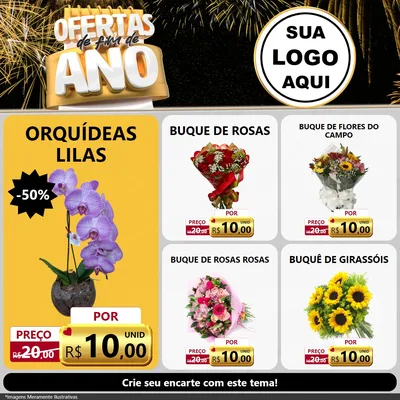 Modelo de Rede Social para Feed Facebook com o tema Ofertas de Fim de Ano para Floricultura e jardim