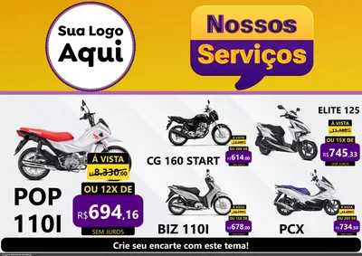 Modelo de Encarte para Encarte A4 Horizontal com o tema Nossos Serviços para Concessionaria de Motos