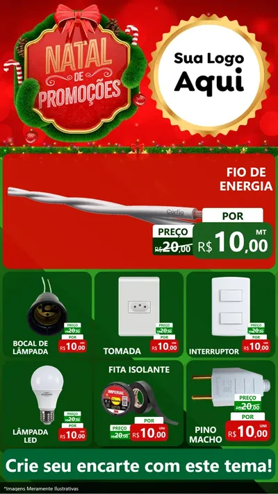 Modelo de Rede Social para Stories com o tema Natal de Promoções para Materiais Elétricos