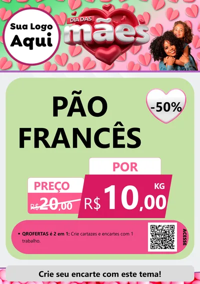 Modelo de Cartaz para Cartaz A4 Vertical com o tema Dia das Mães para Padaria