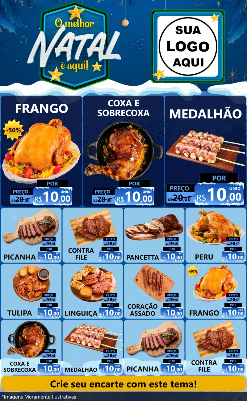 Modelo de Encarte para Encarte Grande com o tema O Melhor Natal É Aqui! para Assados