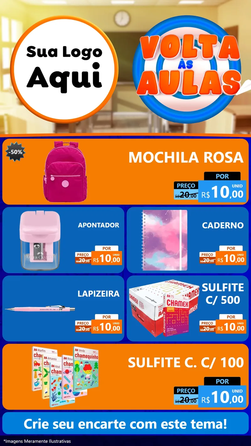 Modelo de TV para TV Vertical com o tema Volta Às Aulas para Papelaria